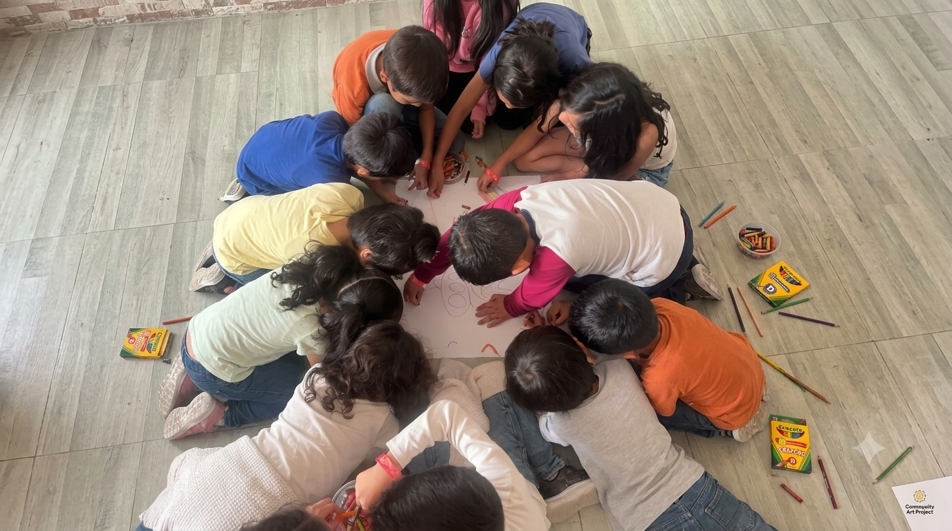 Children working on a project in thr classroom
