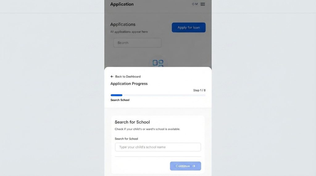 School information section for EdPay school fees loan application